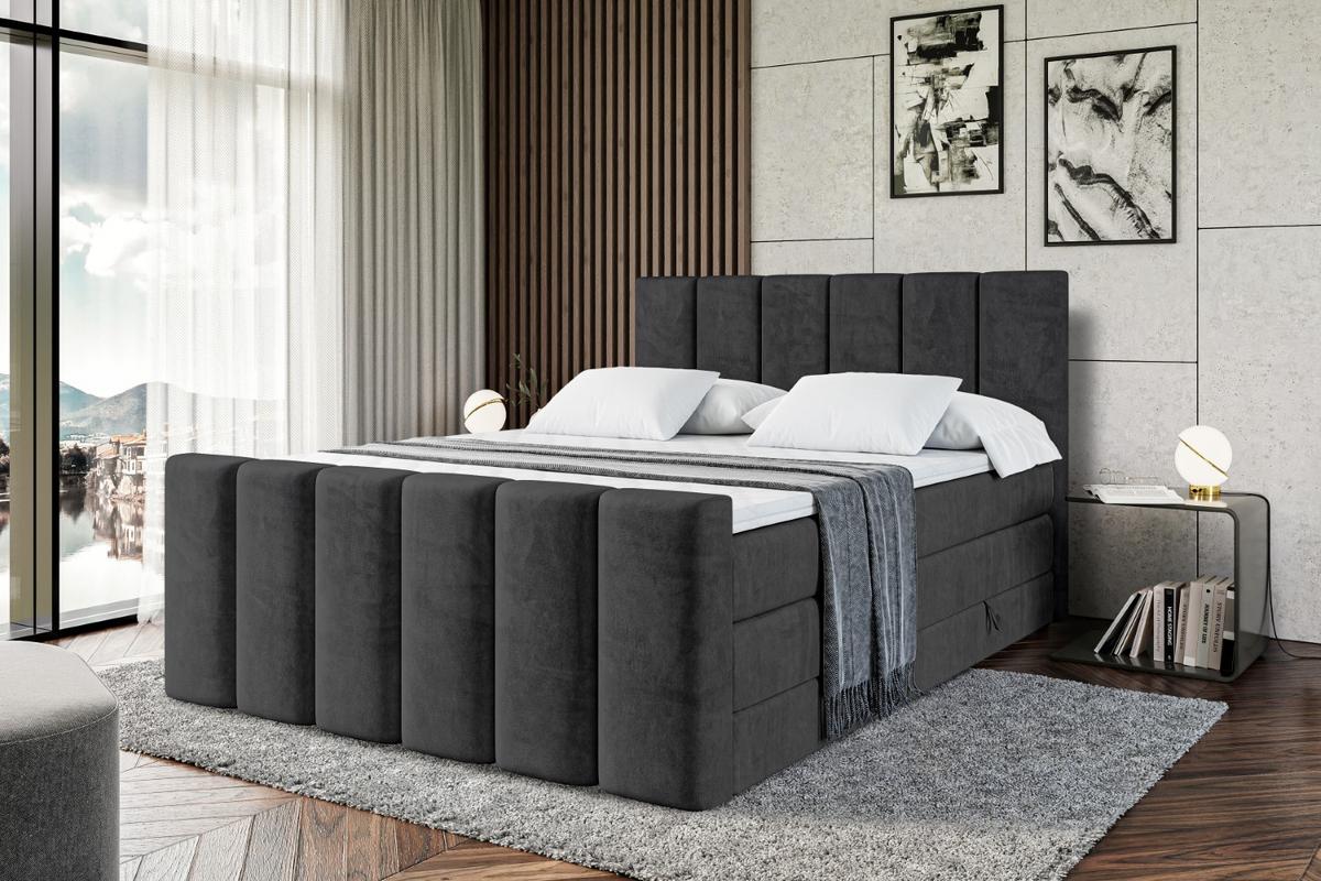BOXSPRINGBETT BOXI1-Z KING - 180x200 - H3/H4 - Schwarz - Schwarz, Holzwerkstoff (180/200cm) - ALTDECOR