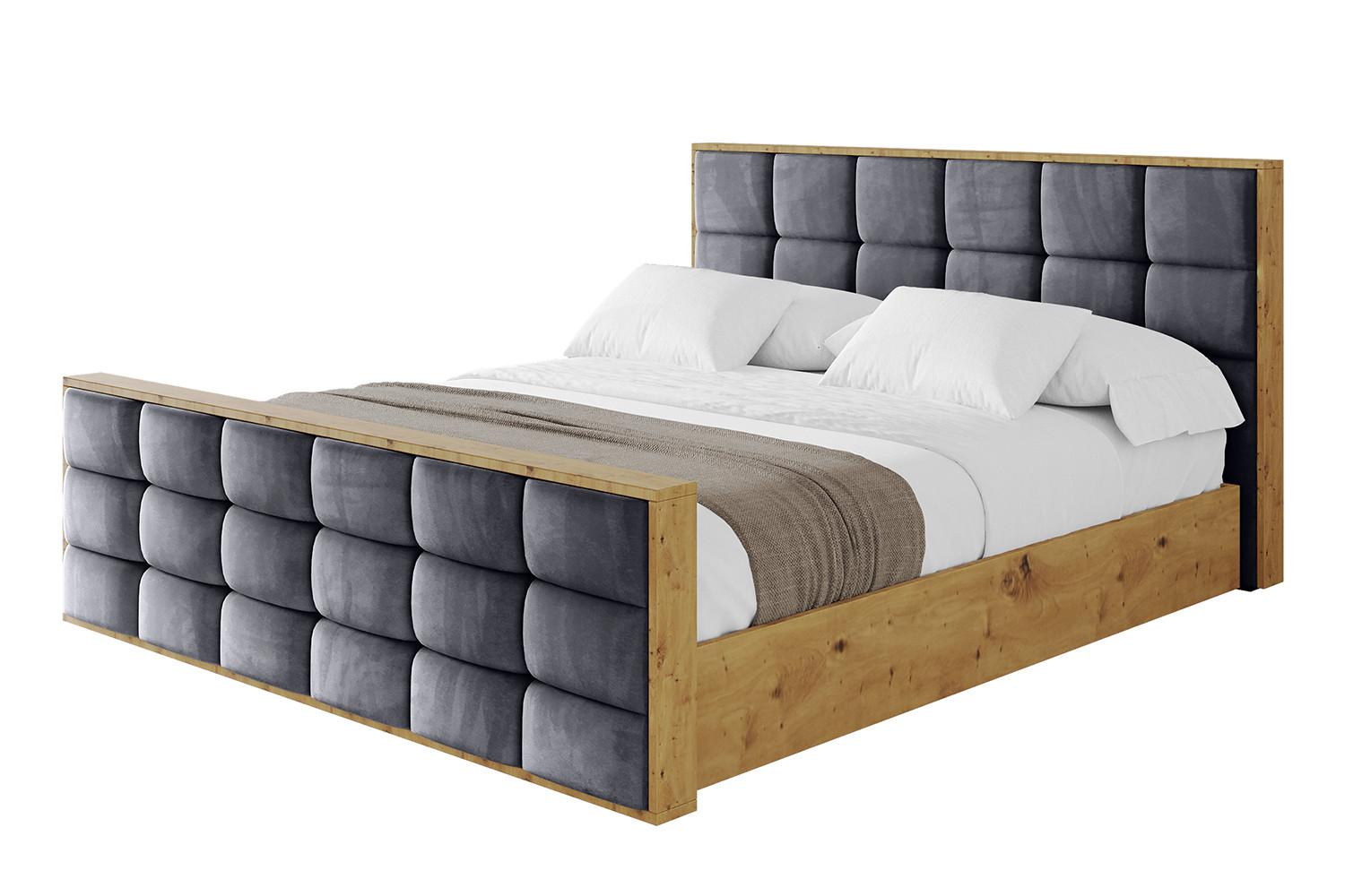 POLSTERBETT mit Bettkasten, Fußteil und Lattenrost, Boxbett mit Matratze H3/H4 - ENZO2-Z 180x200 Dunkelgrau - Dunkelgrau, Holzwerkstoff/Textil (180/200cm) - ALTDECOR