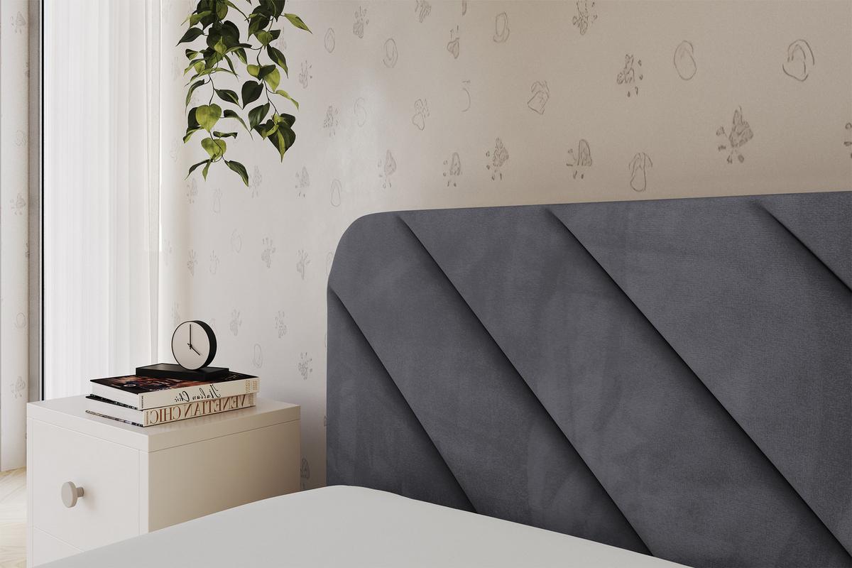 EINZELLBETT Jugendbett mit Bettkasten und Matratze H3/H4, Rechts - FIKY 90x200 Dunkelgrau - Titanfarben, Holzwerkstoff/Textil (90/200cm) - ALTDECOR