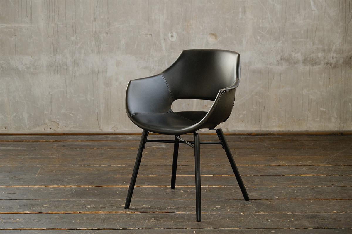 STUHL ZAJA Schwarz Kunstleder - Schwarz, Leder (57/82/59cm) - KAWOLA