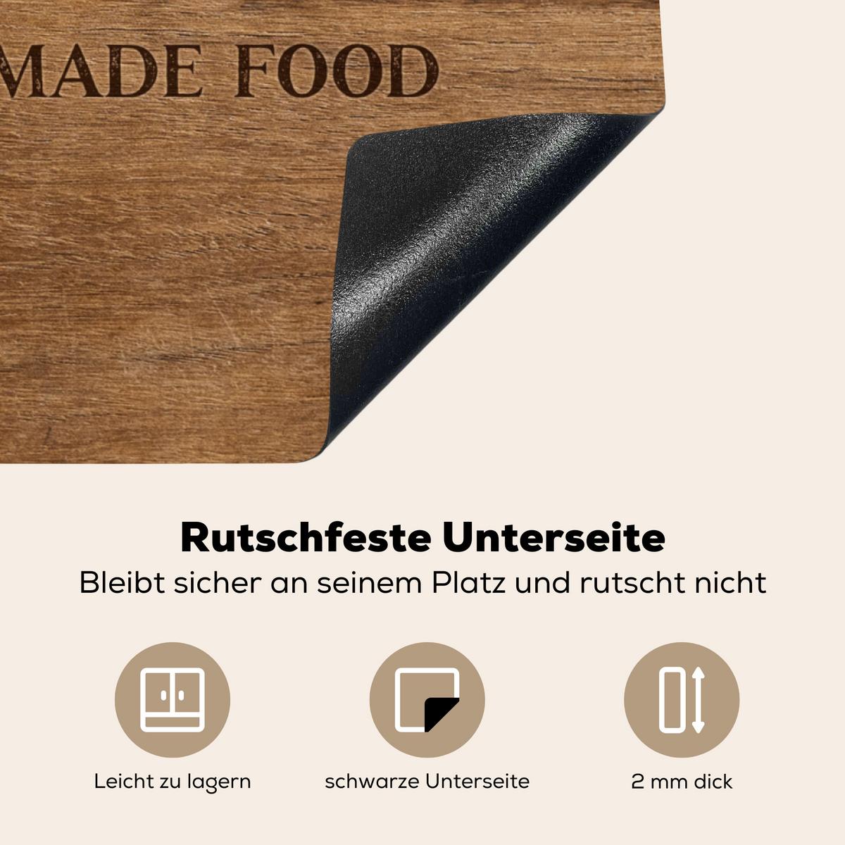 HERDABDECKPLATTE Zitat - Bistro - Guten Appetit - Süßes Zuhause - Holzmaserung Induktionsmatte 78x78 cm - Braun, Kunststoff (78/78/0.2cm) - MuchoWow