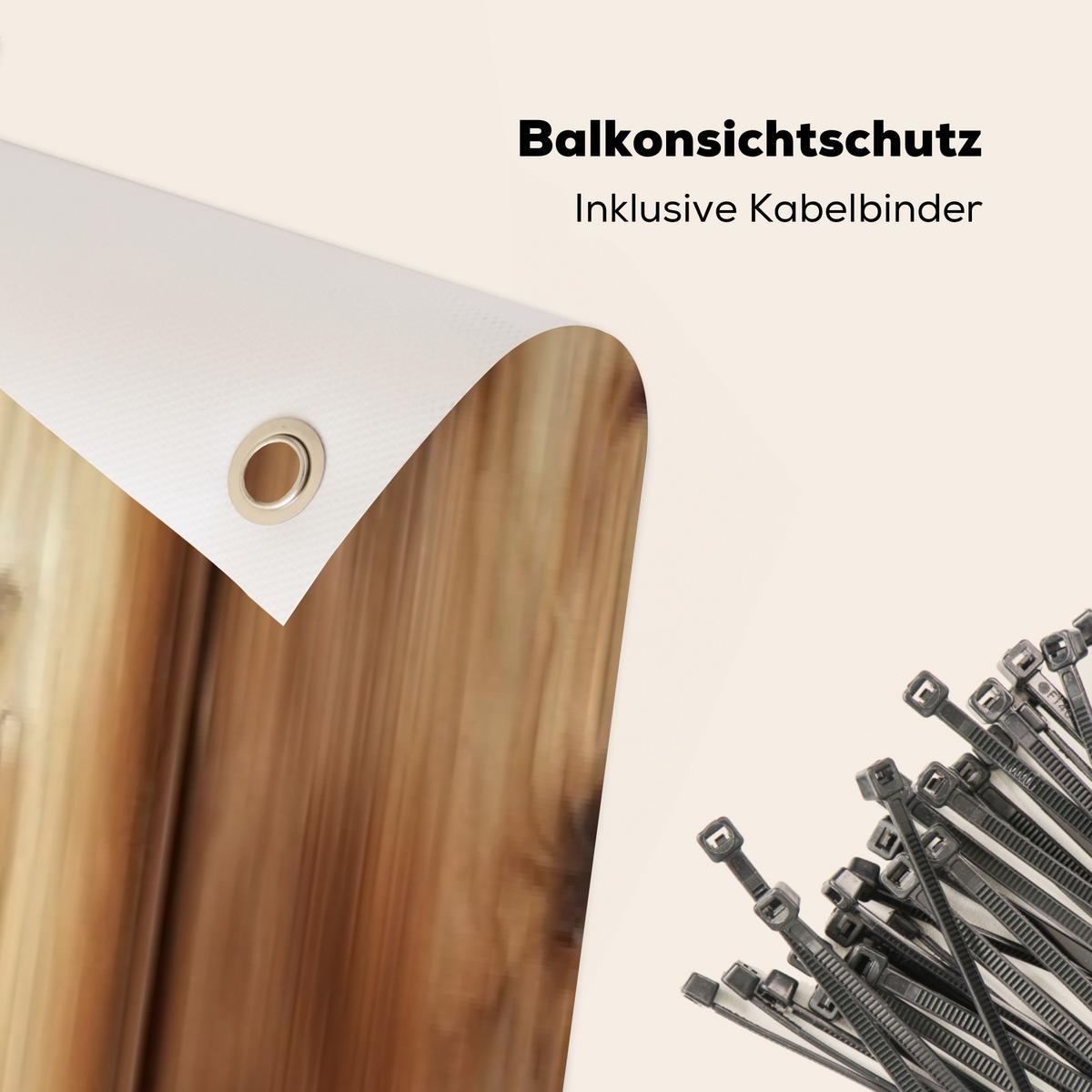 BALKON-SICHTSCHUTZ Holz - Regale - Braun Groß 500x95 cm - Buchefarben, Kunststoff (500/95cm) - MuchoWow