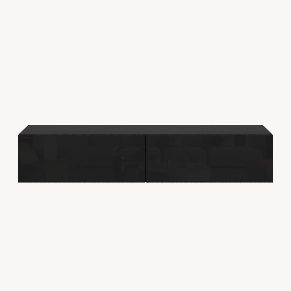 HÄNGELOWBOARD Evaton - Schwarz Hochglanz, Holzwerkstoff (160/30/31.5cm) - [en.casa]