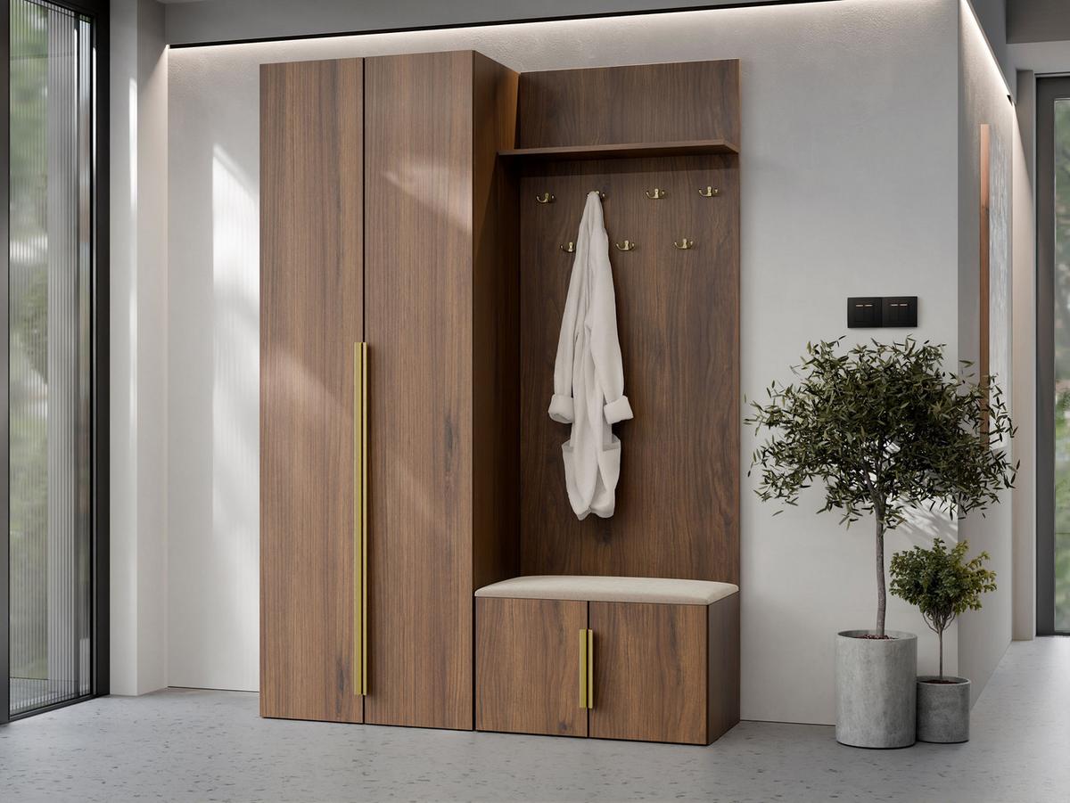 GARDEROBE-SET Kerkin I - Beige/Goldfarben, Holzwerkstoff/Kunststoff (70/200/42cm) - MIRJAN24