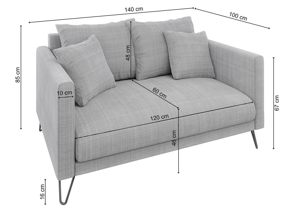 2-SITZER-SOFA Harmony Hellgrau Chenille - Hellgrau/Schwarz, Holz/Textil (140/85/100cm) - S-Style Möbel
