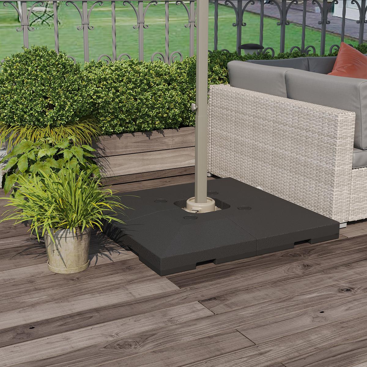 SONNENSCHIRMSTÄNDER befüllbar mit Sand Wasser HDPE-Kunststoff Schwarz Maße pro Element 51 x 51 x 12 cm bis zu 130 kg - Schwarz, Kunststoff (51/51cm) - Outsunny