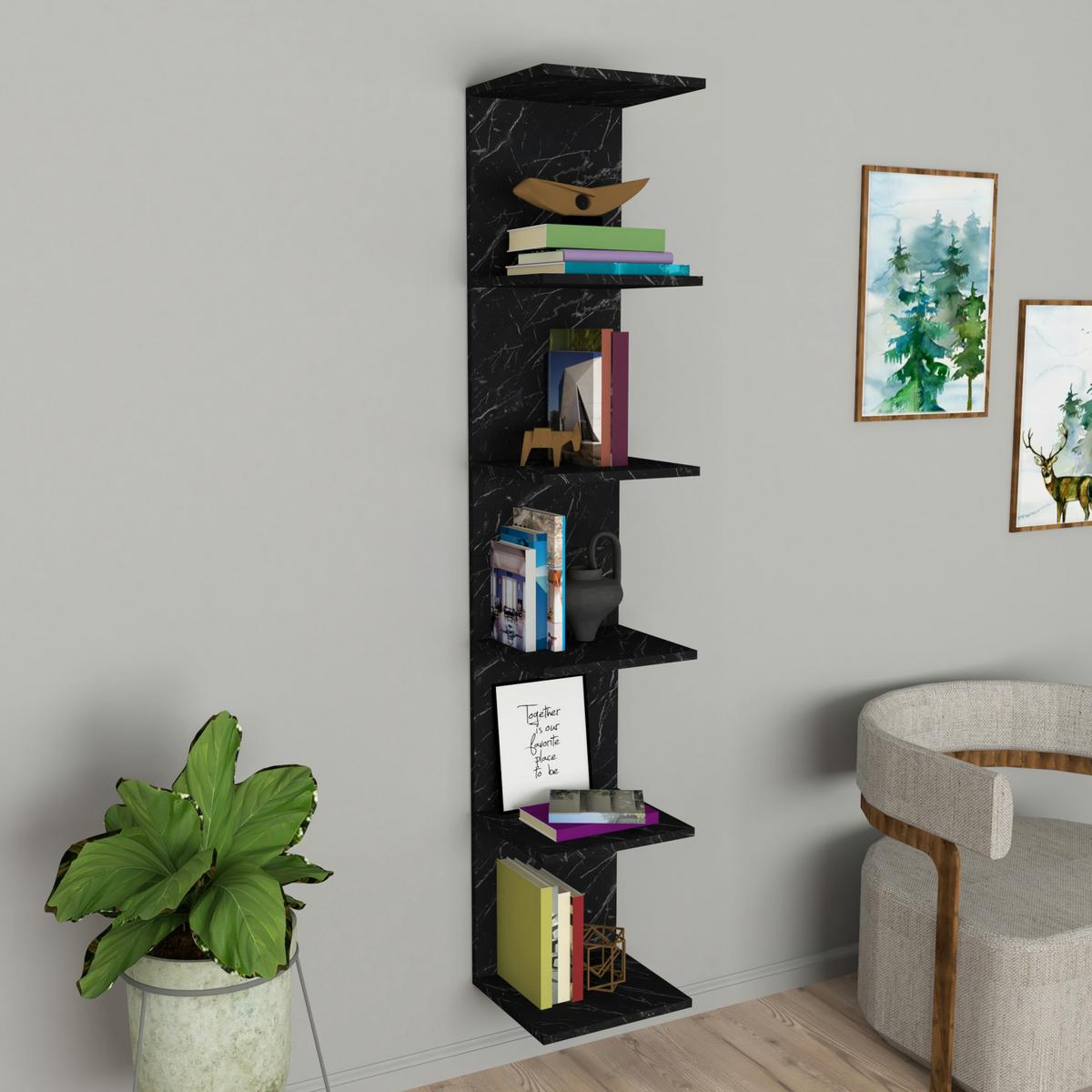 WANDREGAL Surahammar - Schwarz, Holzwerkstoff (34.5/180/31.5cm) - [en.casa]