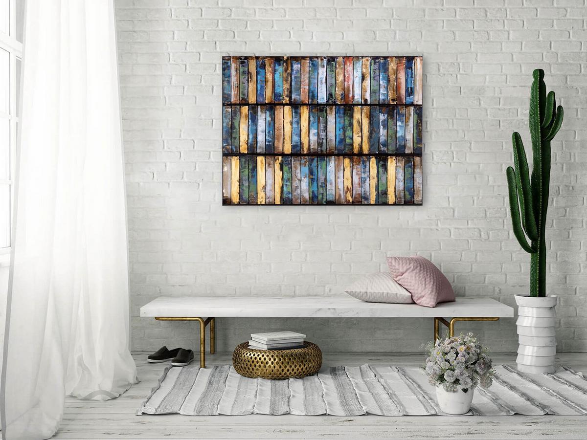 METALLBILD Blau 100/70 cm - Blau, Metall (8.8/70cm) - KUNSTLOFT