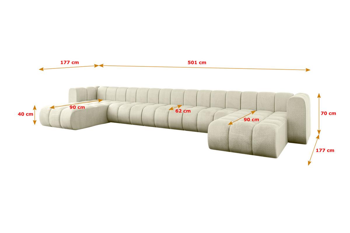 WOHNLANDSCHAFT modulares Sofa Joren-U3 - 501x177x70 cm Beige - Beige, Holzwerkstoff/Textil (501/70/177cm) - ALTDECOR