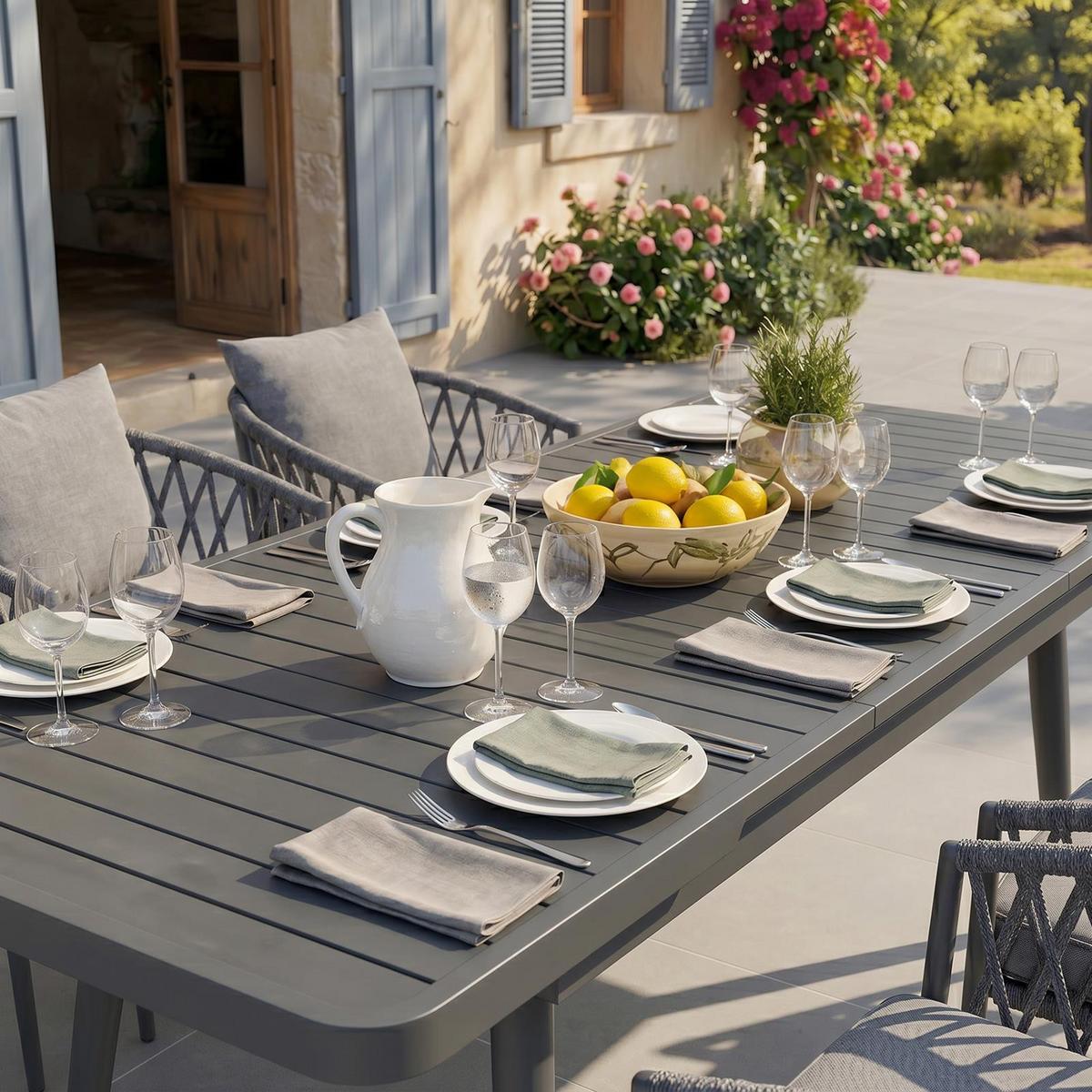 GARTENMÖBEL SET SUNNY 7er Set grau, schwarz - Grau, Metall - IDIMEX