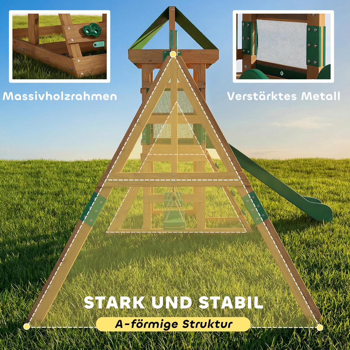 SCHAUKELGESTELL Holz Kunststoff Grün - Grün, Holz (284/233/315cm) - AIYAPLAY
