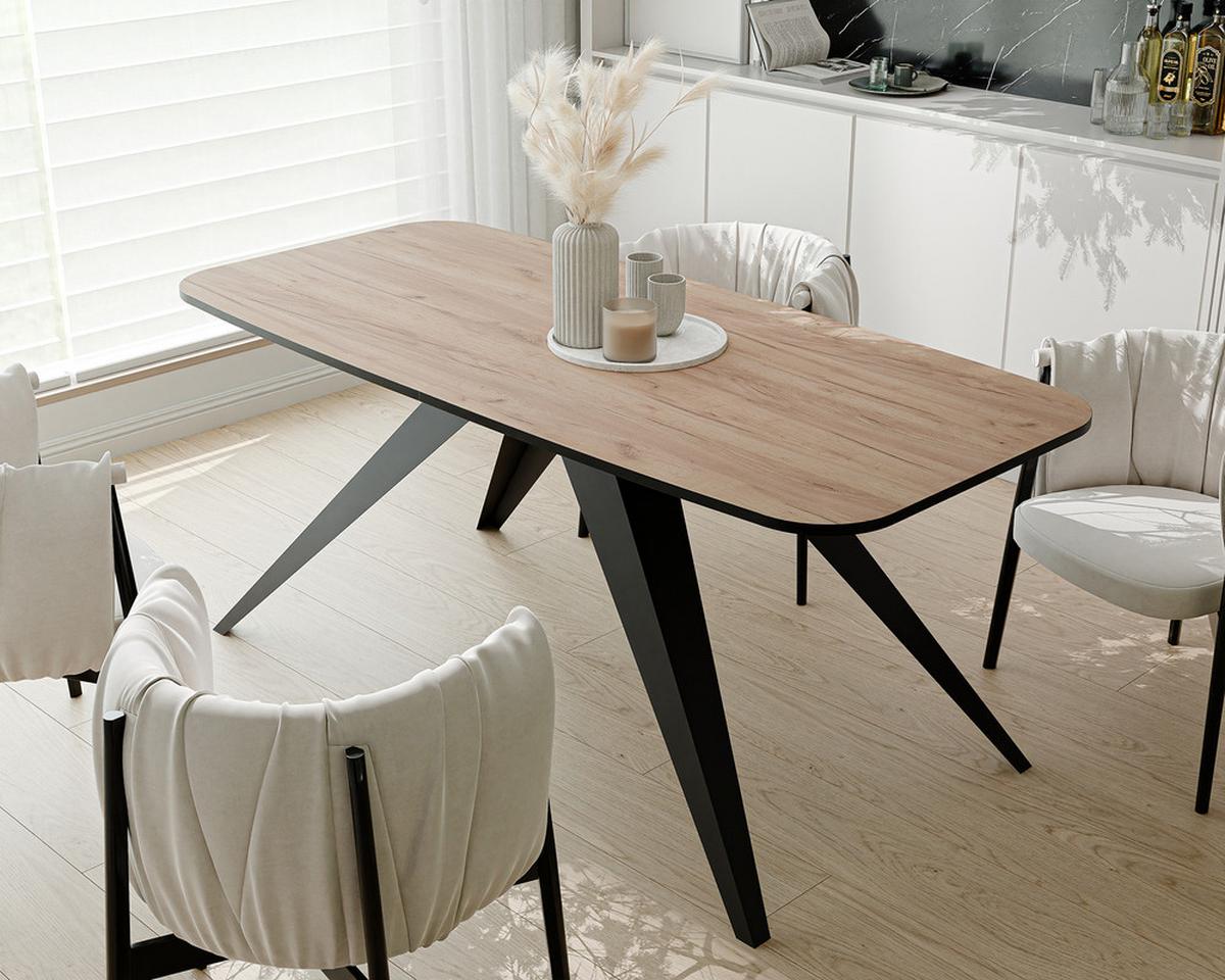 AUSZIEHTISCH FENTO 160/80/76 cm, Schwarze Eiche / Kraft-Eiche - Eichefarben/Schwarz, Holzwerkstoff/Metall (80/160/76cm) - Idohome