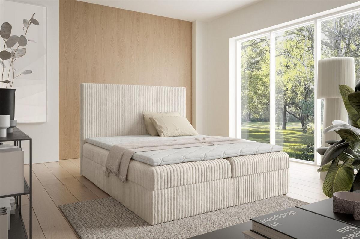 BOXBETT Arnau Premium - Creme, Holzwerkstoff/Textil (200/200cm) - Fun Möbel