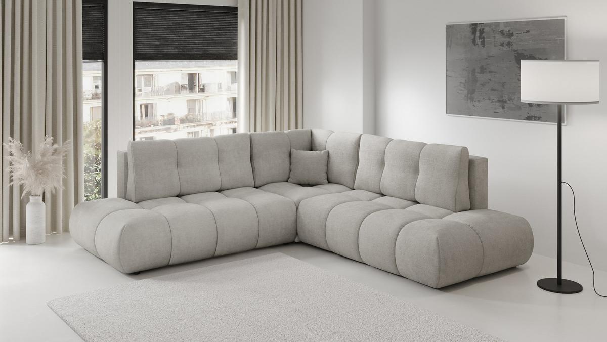 ECKSOFA DUCA II L-S Hellgrau Chenille mit Schlaffunktion - Hellgrau, Holz (266.5/266.5cm) - MASSENO
