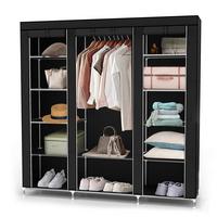 KLEIDERSCHRANK FALTBAR - Schwarz, Textil (45/175/150cm) - Intirilife