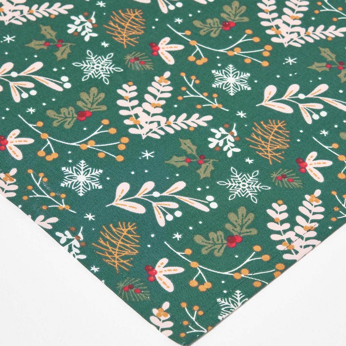 WEIHNACHTSSERVIETTEN Weihnachtswald, 4er-Set grüne Stoffservietten 45/45 cm - Grün, Textil (45/45cm) - Homescapes