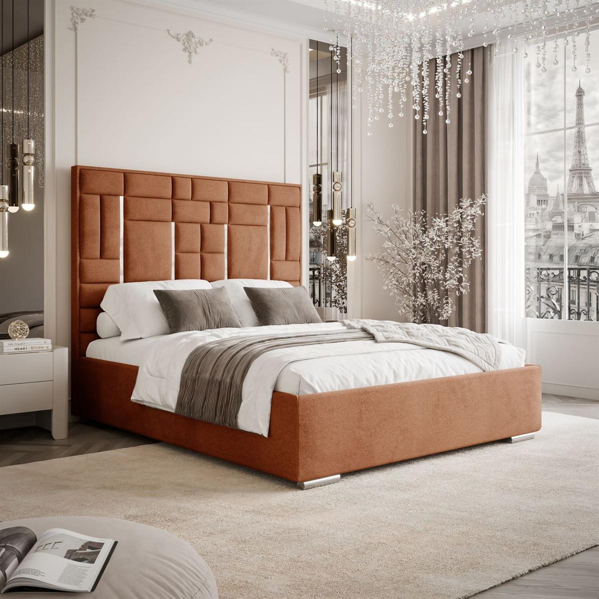 POLSTERBETT BRIGITTE SILVER mit Bettkasten 140x200 cm Element 09 - Orange, Textil (140/200cm) - Lookway