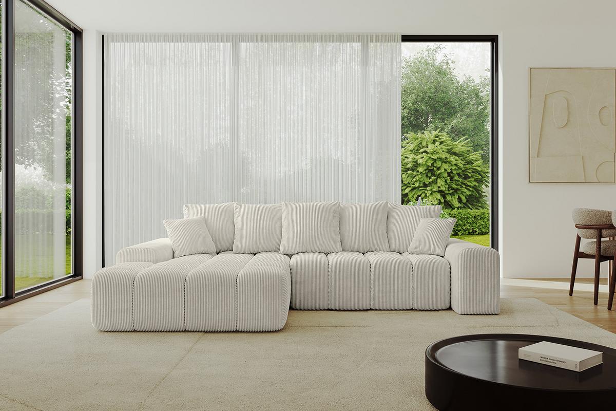 ECKSOFA Ottomane Links ENSI-L - 267x164x69 cm Creme - Ecru/Creme, Holzwerkstoff/Kunststoff (267/164cm) - ALTDECOR