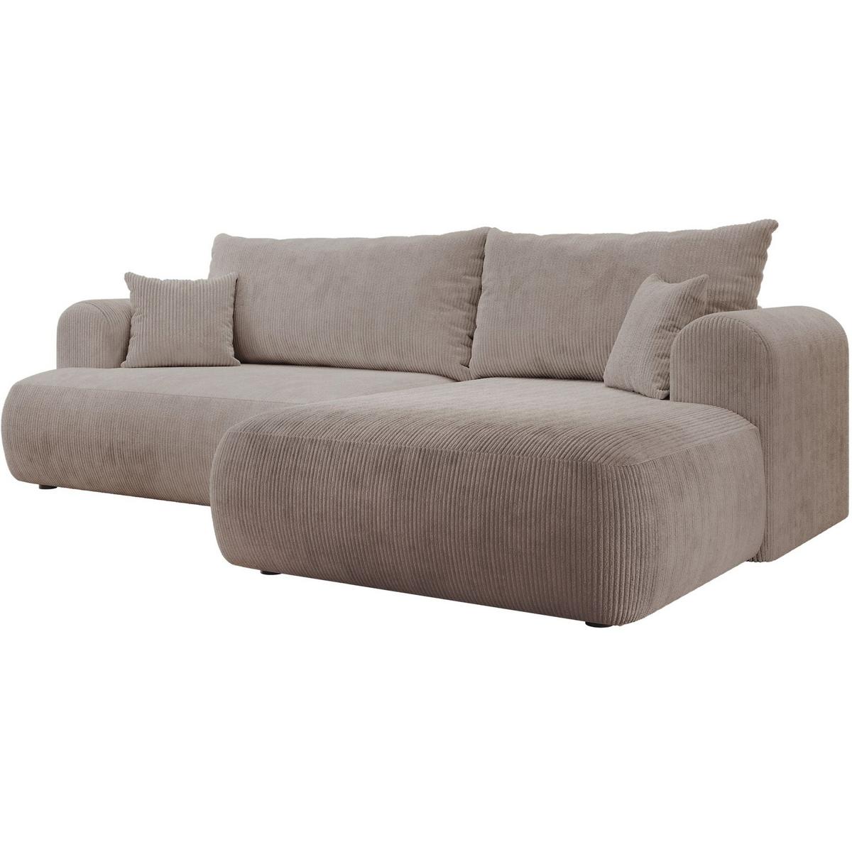 ECKSOFA Ovo Cord mit Cordbezug Beige, rechts - Beige/Schwarz, Textil (165/260cm) - Selsey