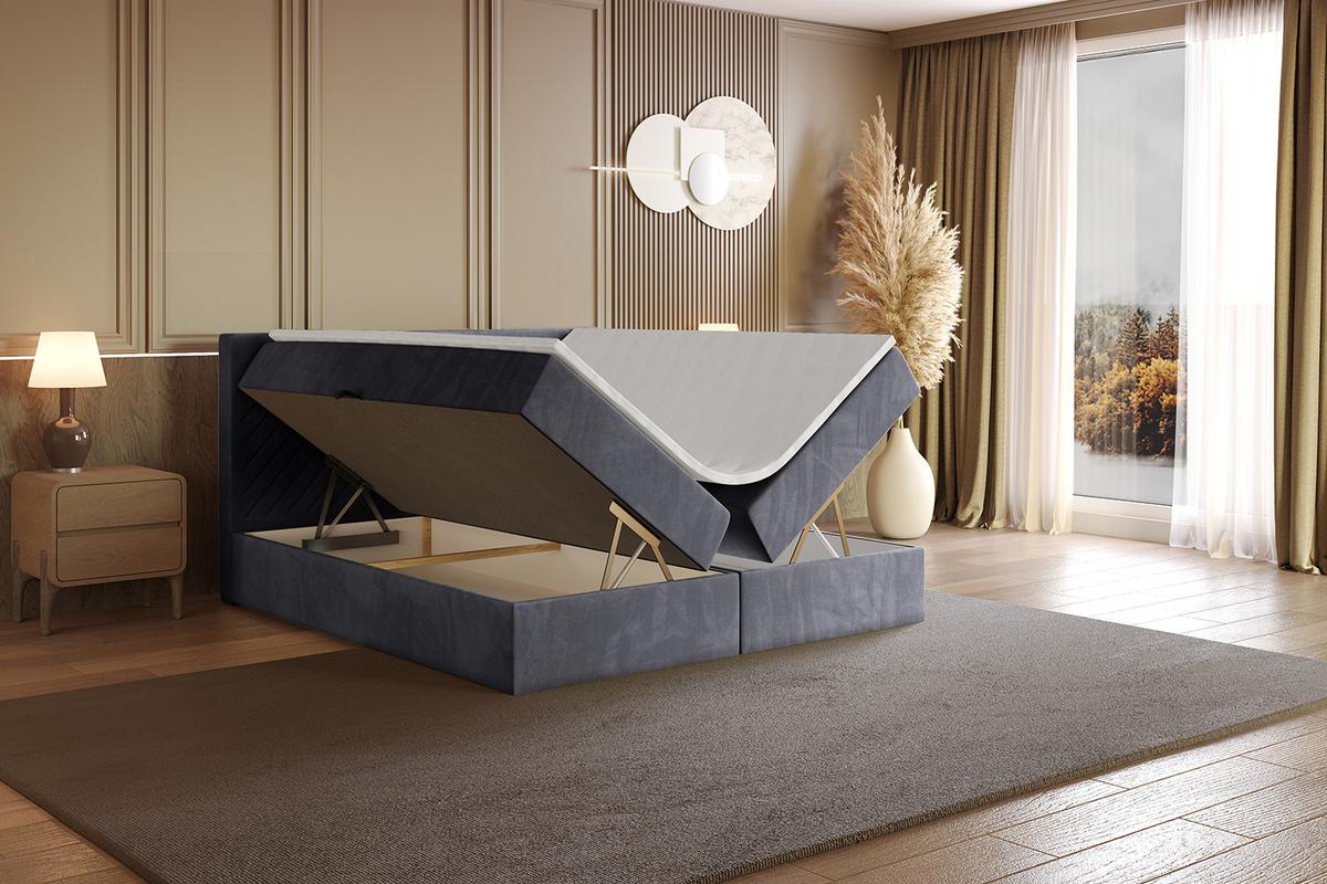 BOXBETT mit Matratze H3 und Lattenrost - VEXA - 180x200 - Dunkelgrau Casablanca - Dunkelgrau, Holzwerkstoff/Kunststoff (180/200cm) - ALTDECOR