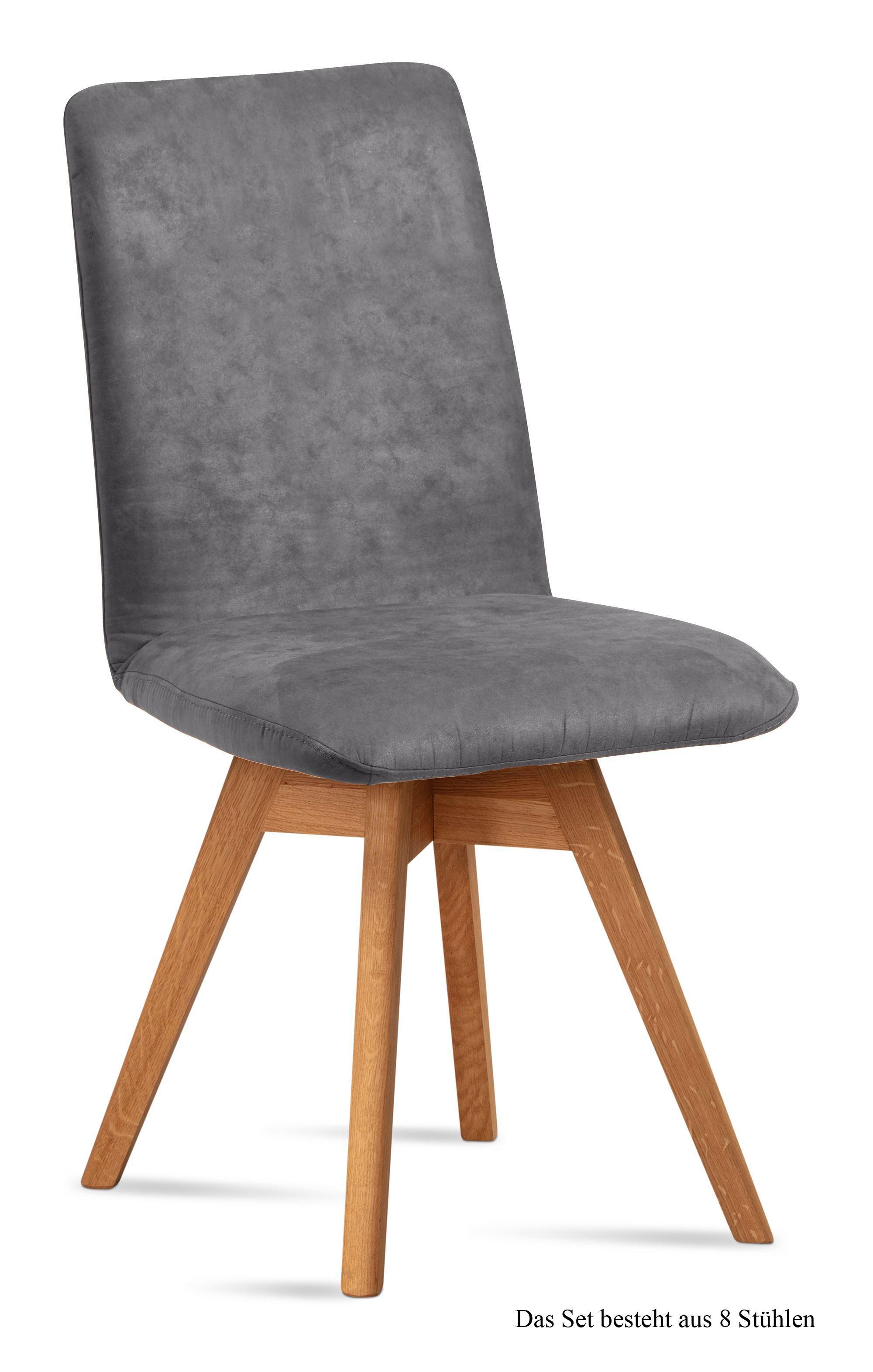 ESSZIMMERSTUHL drehbar (8er-Set) Donni 47x92x60 Eiche geölt/Grau - Eichefarben/Grau, Kunststoff (60/92/47cm) - 58aufmkessel
