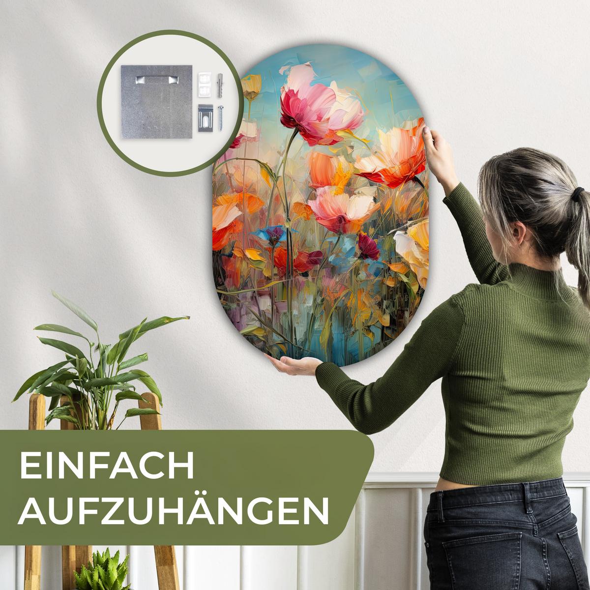 WANDBILD Blumen - Aquarell - Kunst - Botanisch - Natur Wanddeko Schlafzimmer 60x90 cm - Orange, Kunststoff (60/90cm) - MuchoWow