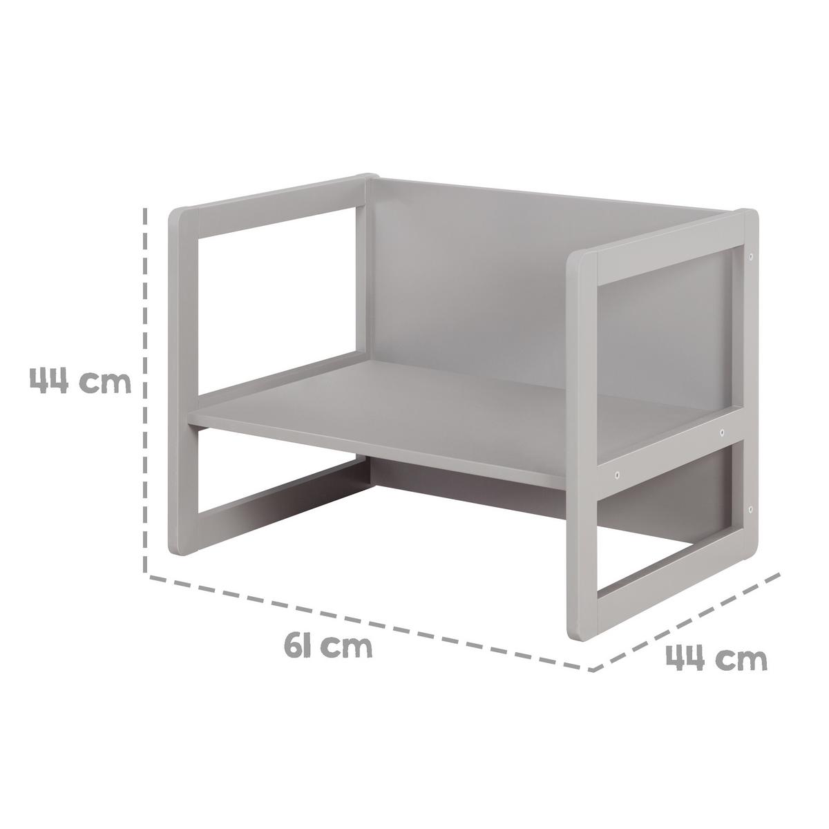 KINDERSITZGRUPPE 3in1 - Grau, Holzwerkstoff (61/30/44cm) - Roba