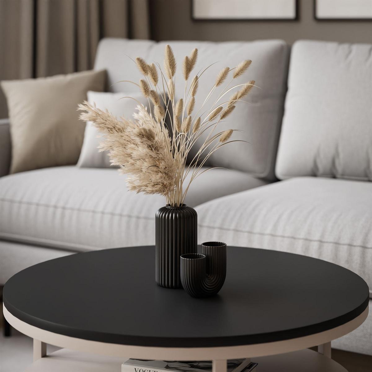 COUCHTISCH CIRI SLIM MATT mit Regal KASCHMIR - Beige/Schwarz, Holzwerkstoff (60/60/42cm) - Lookway