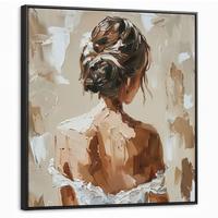 LEINWAND Bilder mit Rahmen - Frau - Farbe - Abstrakt - Beige - Modern - 90x90 - Sandfarben, Textil (90/90cm) - MuchoWow