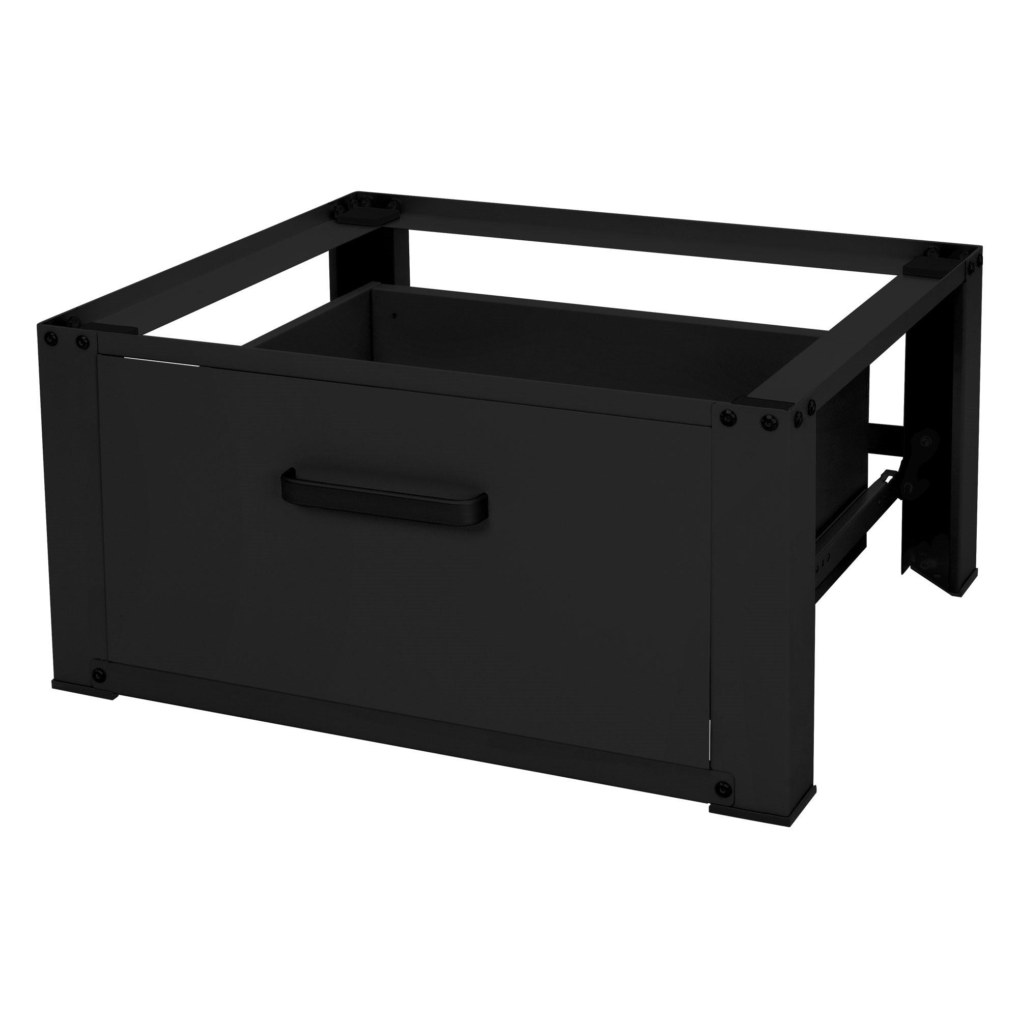 WASCHMASCHINEN UNTERGESTELL mit Schublade 63x54cm Schwarz aus Stahl - Schwarz, Metall (54/31.5/63cm) - ML-DESIGN