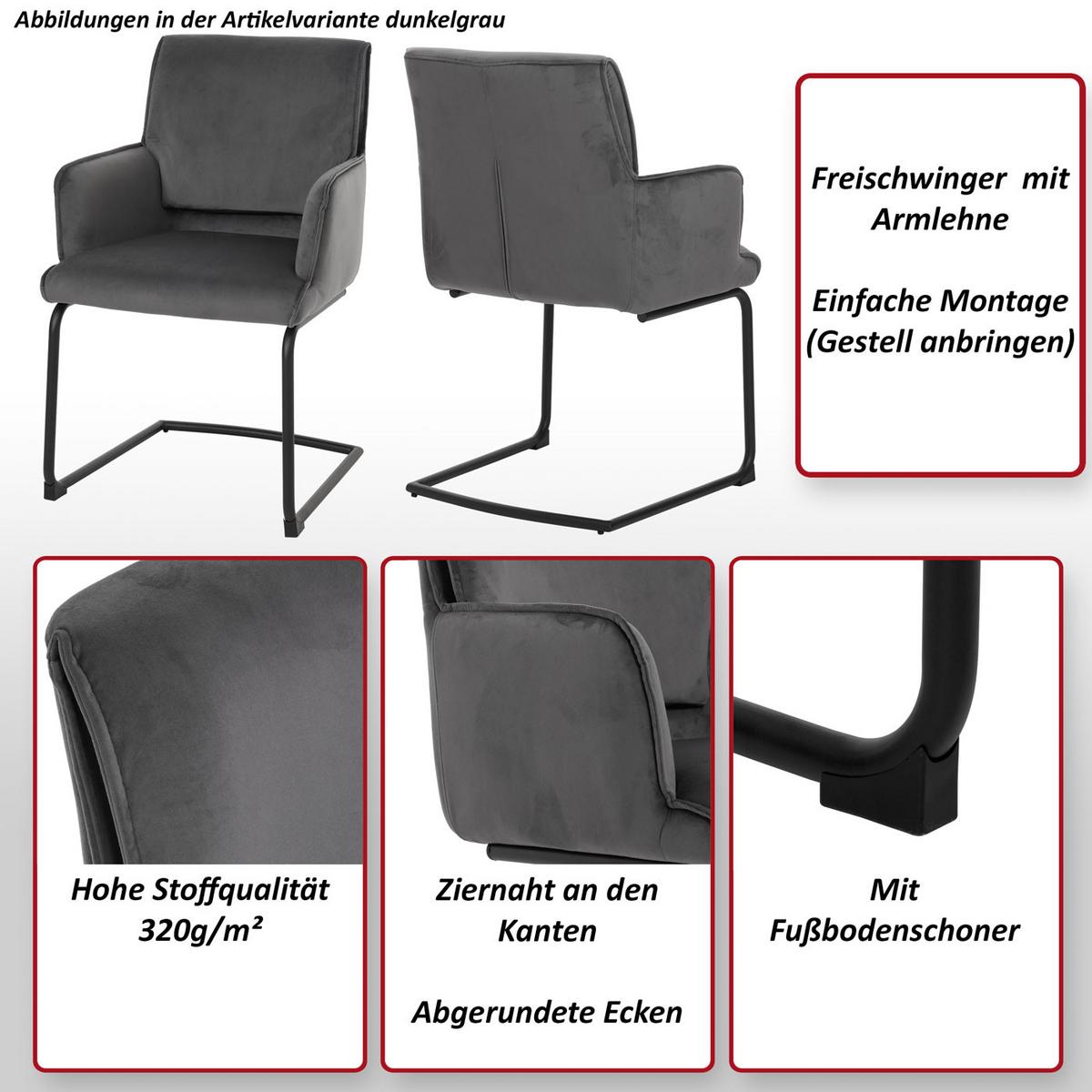 FREISCHWINGER Grau - Dunkelgrau/Grau, Textil (54/89/58cm) - MCW