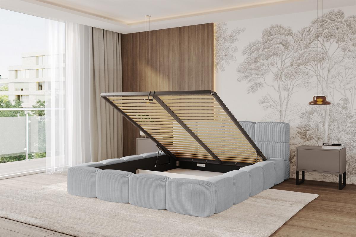 POLSTERBETT mit Bettkasten und Lattenrost, Bett mit Kopfteil, Boxbett ohne Matratze, Doppelbett mit Stauraum - NATA-v1 200x200 Grau - Graphitfarben, Holzwerkstoff/Textil (200/200cm) - ALTDECOR