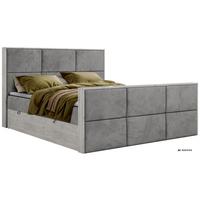 BOXBETT DELNOR DUO 140/200 - Hellgrau Velvet - Topper T25 - H4 - Hellgrau/Schwarz, Kunststoff/Textil (140/200cm) - MKS