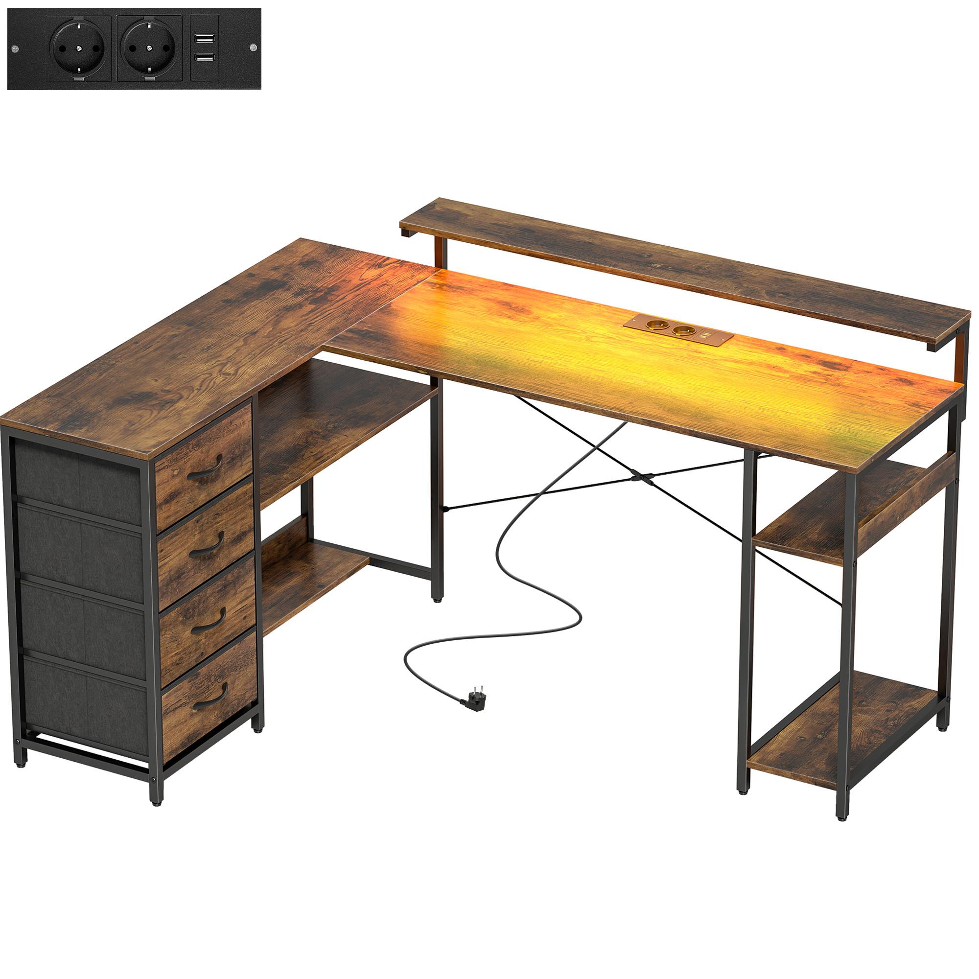 GAMING TISCH aus Spanplatte Stahl Rustikal-Braun - Schwarz/Braun, Holzwerkstoff (155/110/91.4cm) - HOMCOM