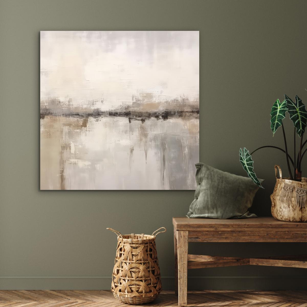 METALLBILD Moderne Kunst - Abstrakt - Beige 90x90 cm - Beige, Metall (90/90cm) - MuchoWow