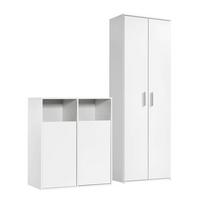 MEHRZWECKSCHRANK SET Der Allzweckwaffe - Weiß, Holzwerkstoff (140/180/40cm) - Mokebo