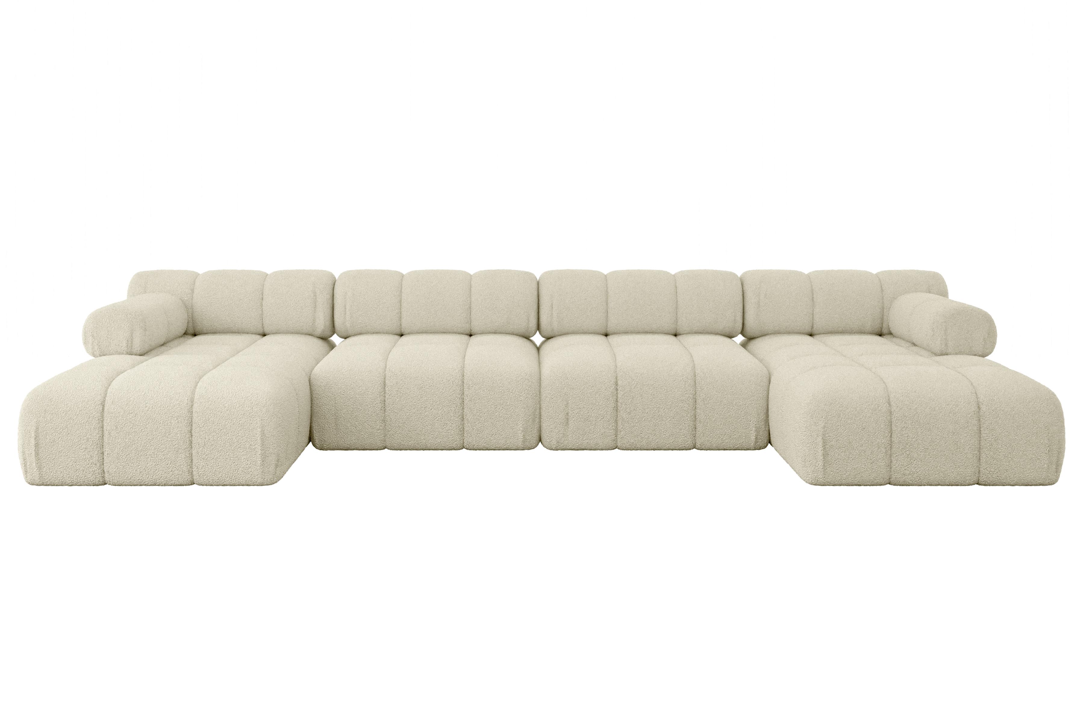 WOHNLANDSCHAFT modulares Sofa Tesso-U2 - 380x160x70 cm Beige Bouclé - Beige, Holzwerkstoff/Textil (380/70/160cm) - ALTDECOR