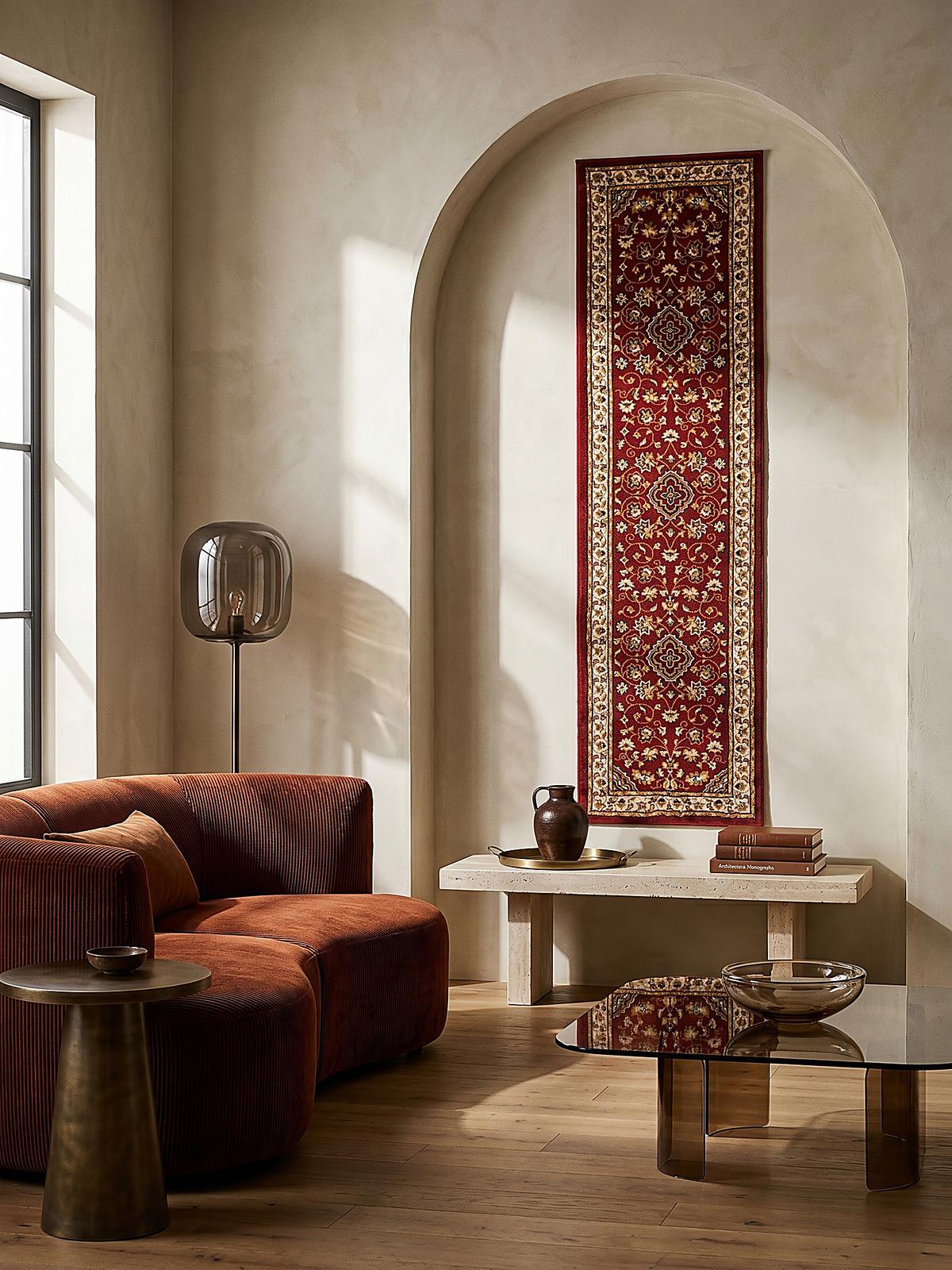 TEPPICH GLAZERT, klassisch-floral, Rot, 66 x 300 cm - Rot, Textil (300/66cm) - KADIMA DESIGN