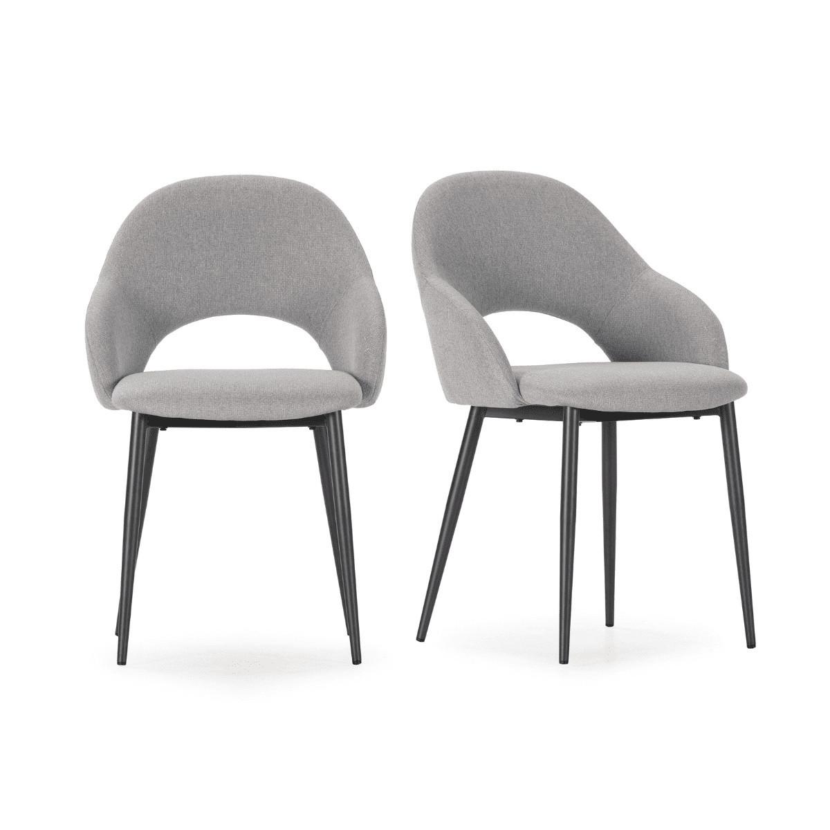 STÜHLE 2er-Set mit Stoffbezug und Metallfüßen 57/84/54 cm - Hellgrau, Textil (57/84/63.5cm) - Calicosy