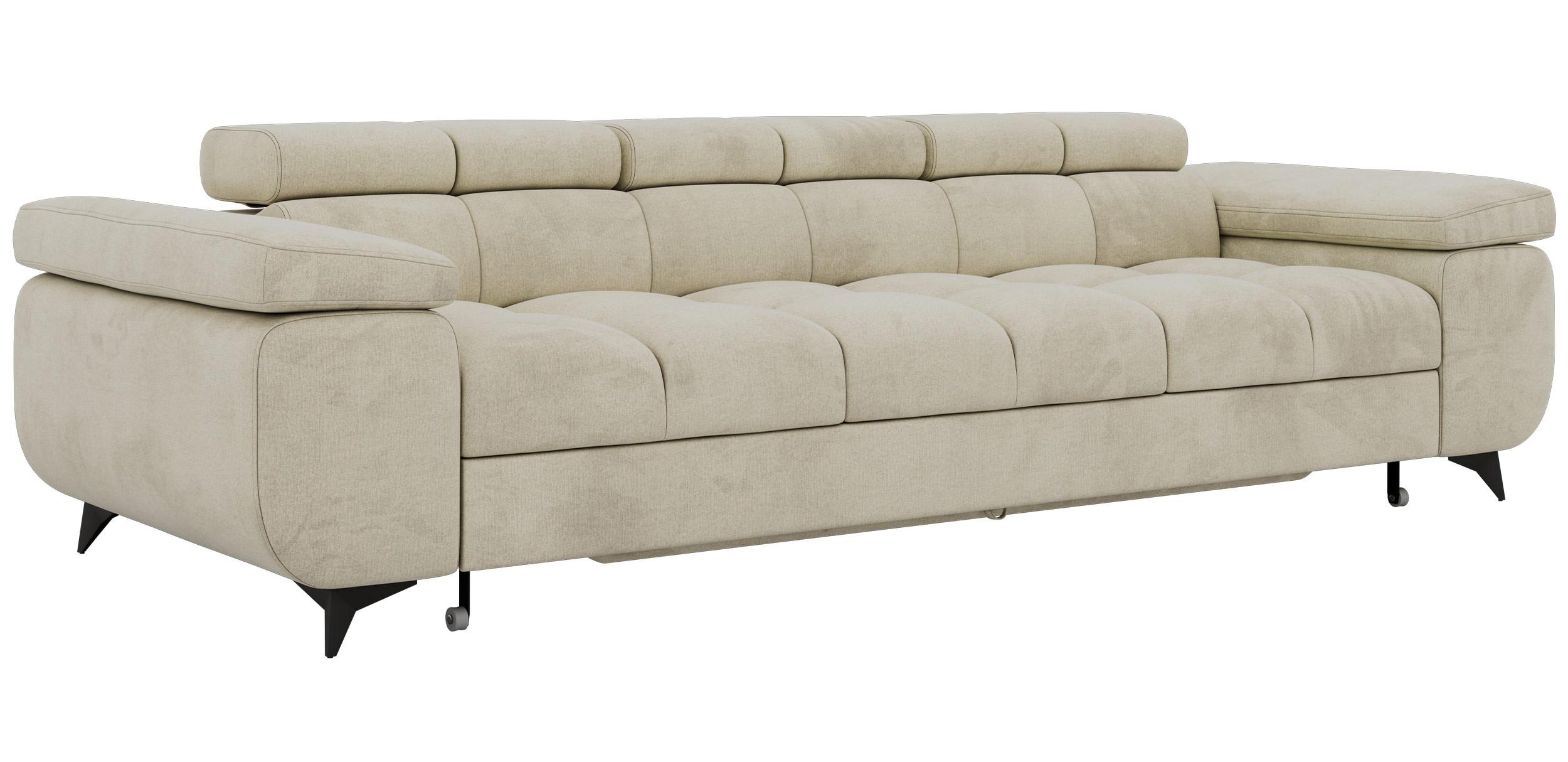 3-SITZER SOFA NIDELLO - Beige Velvet - Beige/Schwarz, Textil/Metall (260/70/97cm) - MKS