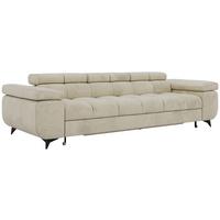 3-SITZER SOFA NIDELLO - Beige Velvet - Beige/Schwarz, Textil/Metall (260/70/97cm) - MKS