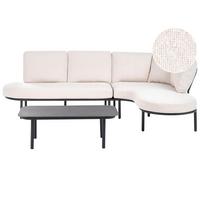 GARTENSOFA mit Tisch 4-Sitzer Metall Schwarz Pollina - Beige/Schwarz, Metall (238/77/162cm) - Beliani