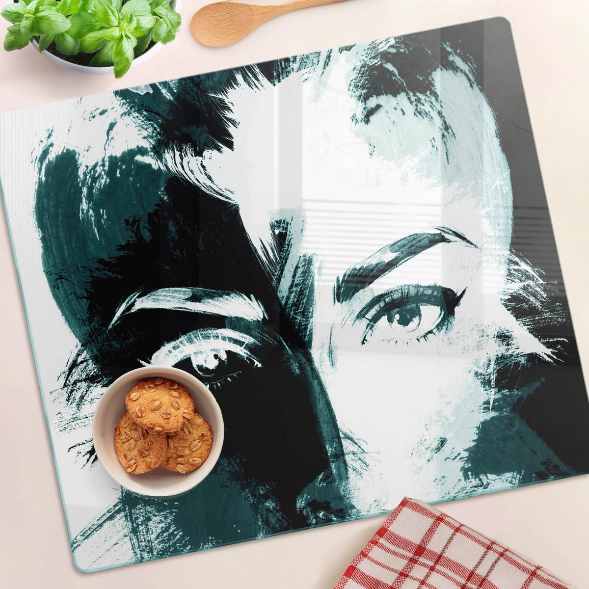 GLASPLATTE 60x52 cm Abstrakte Frau - Schwarz, Glas (60/0.4/52cm) - TULUP