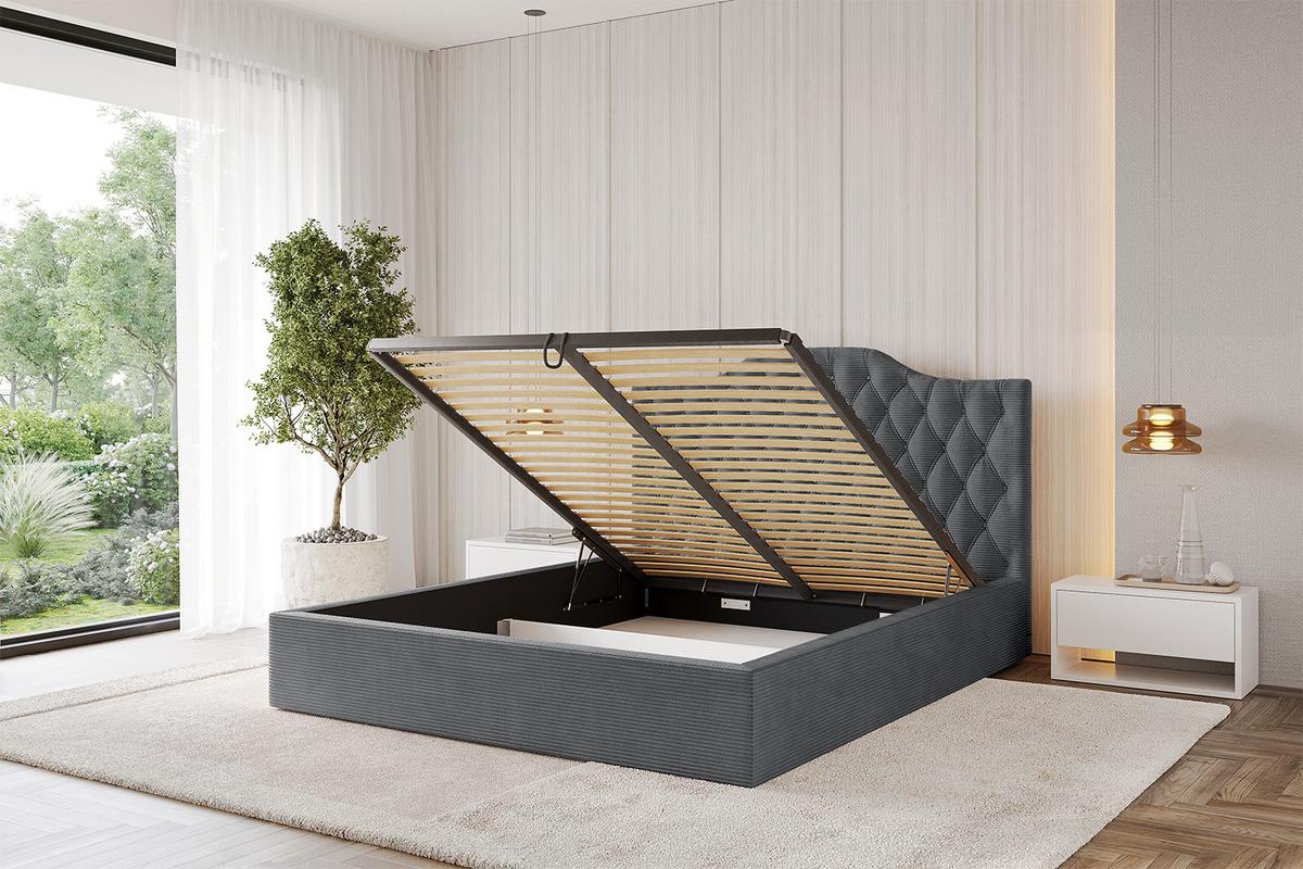 POLSTERBETT mit Bettkasten und Lattenrost, Boxbett ohne Matratze - FALIO 120x200 Dunkelgrau - Anthrazit, Holzwerkstoff/Textil (120/200cm) - ALTDECOR