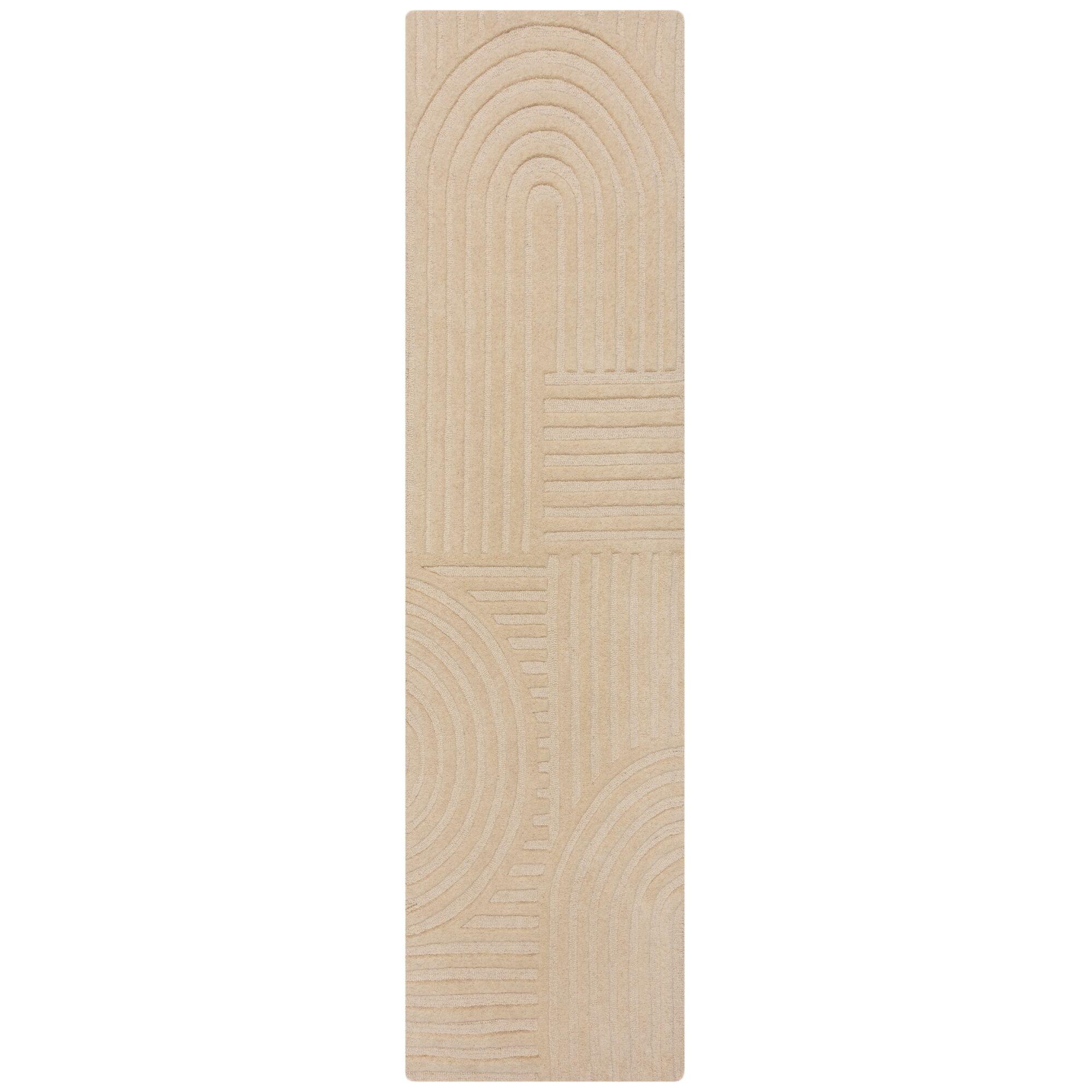 WOLLTEPPICH LEVEN, geometrisch, aus Wolle, Natur, 60 x 230 cm - Beige, Textil (60/230cm) - KADIMA DESIGN