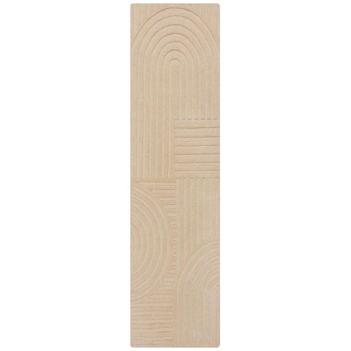 TEPPICH aus Wolle LEVEN in Natur, geometrisch, 60 x 230 cm - Beige, Textil (60/230cm) - KADIMA DESIGN