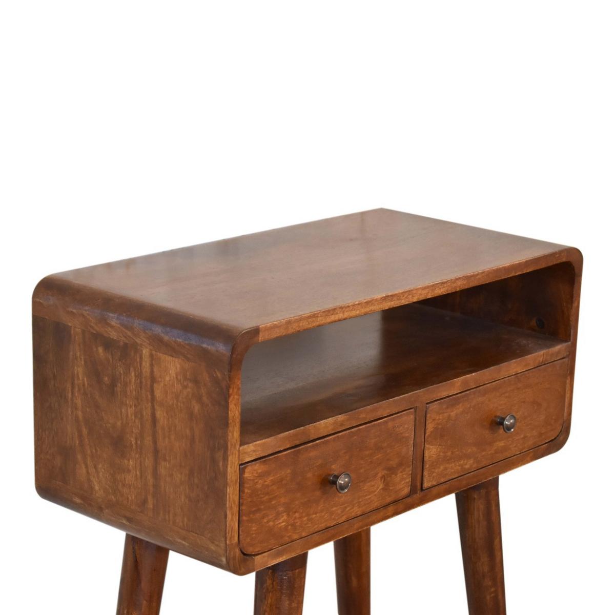 KONSOLENTISCH in Kastanien-Finish, 2 Schubladen, 1 Offenes Fach, Beine im Nordischen Stil, Braun - Messingfarben/Braun, Holz/Metall (30/60/90cm) - Artisan Furniture
