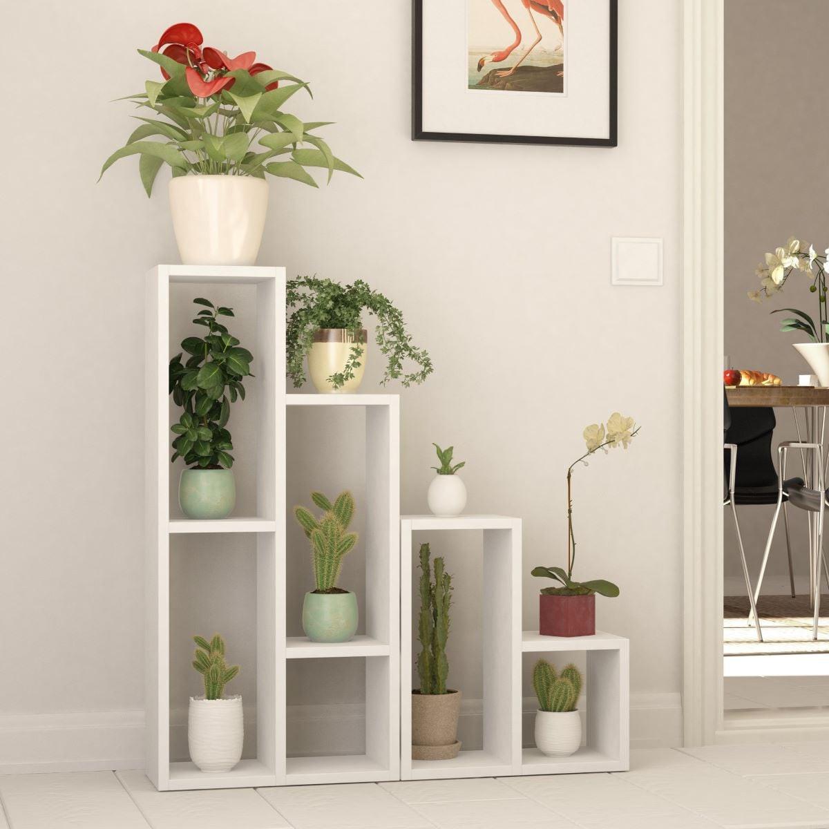 REGAL 10 Fächer H89 cm - Sule - Weiß, Holzwerkstoff (20/89/18cm) - Calicosy