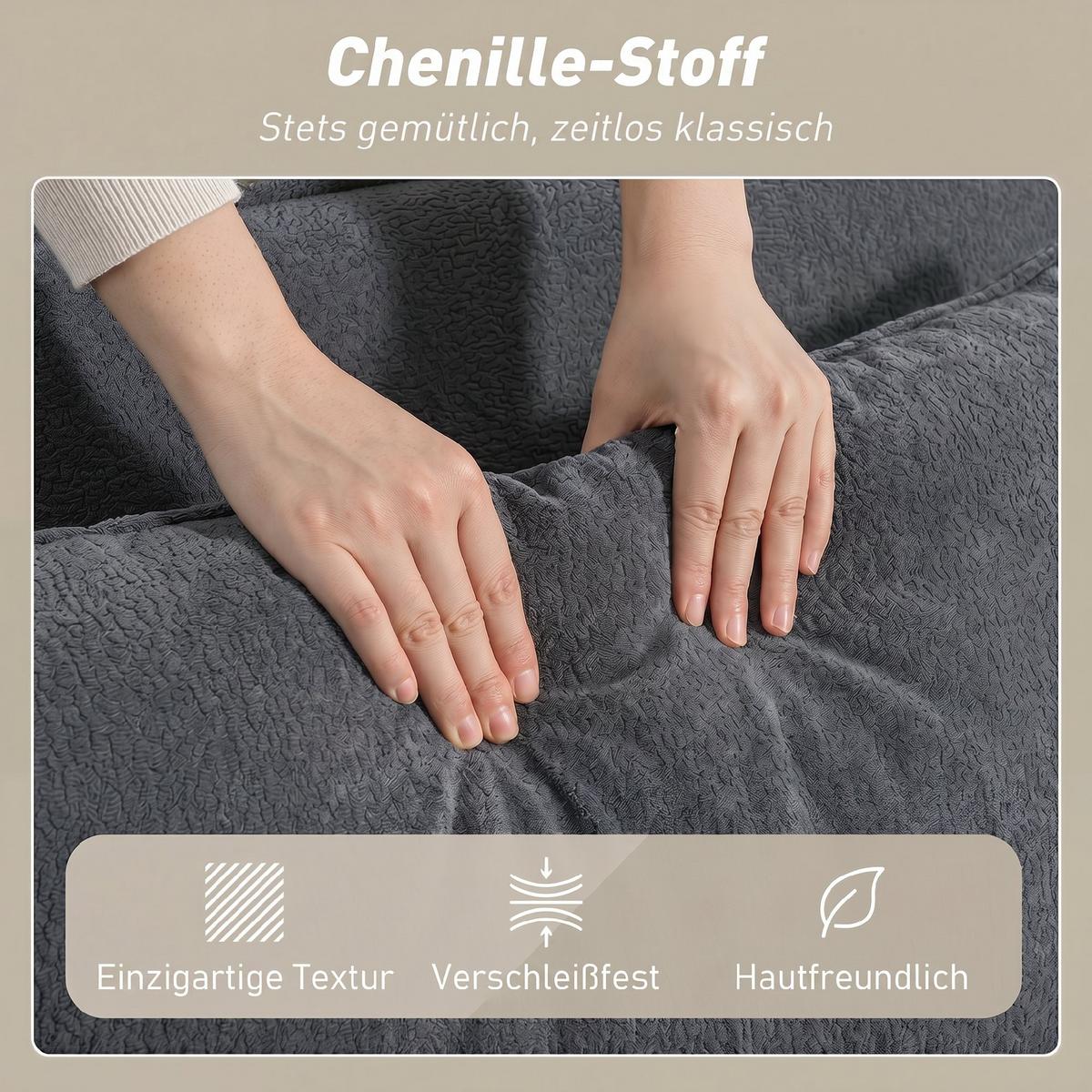 SCHLAFSOFA Polyester Dunkelgrau - Dunkelgrau/Schwarz, Holz/Kunststoff (85/86/168cm) - HOMCOM