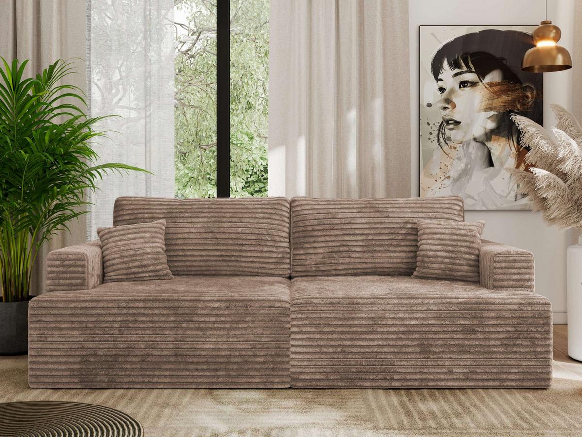 4-SITZER SOFA VIRELLA Braun Cord - Schwarz/Braun, Textil (240/88/115cm) - MKS